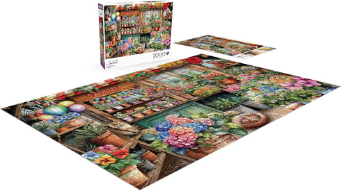 2000 38.5 26.5 Buffalo Games Jigsaw Puzzles for Adults Pieces - Tom Wood - The Flower Shop - Hard Adult Puzzle