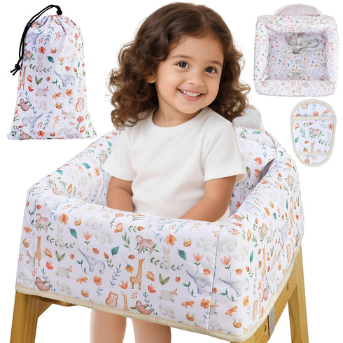 High Chair Cover Portable with 3-Point Harness, Waterproof Baby Seat Cover for