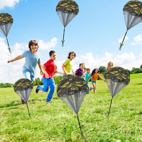 10&12&15 Pcs Parachute Toy, Camo Parachute Men Toy for Outdoor Flying Gifts, Tangle Free Throwing Hand Toy