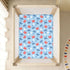 Jynexis 52x28 Crab Palm Tree Blue Pattern Baby Crib Sheets, Cotton Fitted Crib Sheet, Soft Breathable, Fits Standard