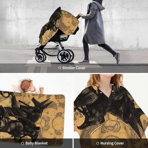 Zhbvncp Egypt Anubis Baby Car Seat Cover & Breastfeeding Nursing Cover - Breathable Stretch Fabric Multi-Use Nursing