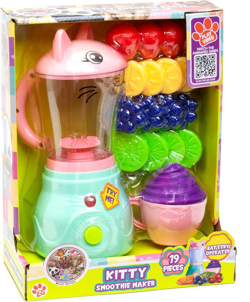 Boley Zoo Troop: Kitty Smoothie Maker - 19 Pieces Animal Themed Kitchen Playset for Kids Ages 2+