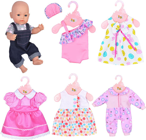ebuddy 6 Sets Doll Clothes Outfits - for 43cm New Born Baby Dolls, 15inch Baby Dolls, American 18 inch Girl Doll