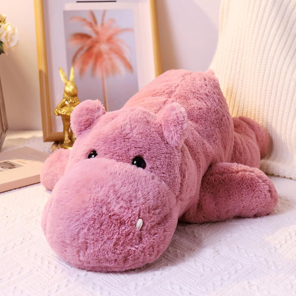 Weighted Stuffed Animals 23.6" 4.5lbs, Soft Pink Hippo Stuffed Animal, Medium Cuddly