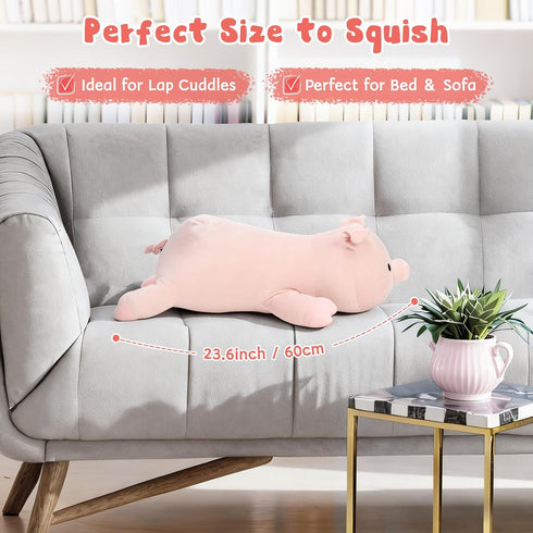 24" MaoGoLan Pink Pig Stuffed Animal Plush Pillow Giant Stuffed Pig Toy, Soft Hugging Piglet Toy for Kid Girl Boy