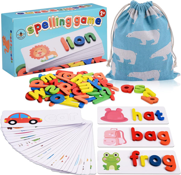Spelling Matching Letter Games, Educational Learning Toys for Toddlers 2-4 Years, Alphabet Montessori Activities