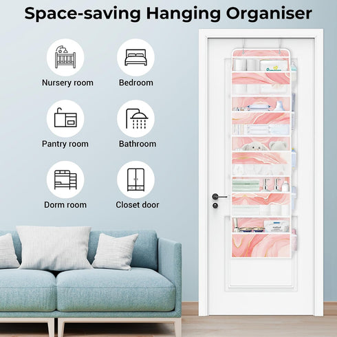 Closet 5-Tier Clastyle Marble Over the Door Organizer Nursery Hanging Storage Organizer for Women Girls Clothes Diaper