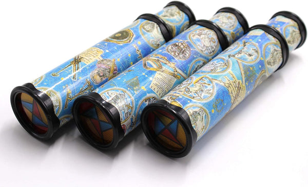 3 Pack Magic Kaleidoscope Toy for Kids Adults 3D Mirror Lens Kaleidoscope Party Favors (Blue)