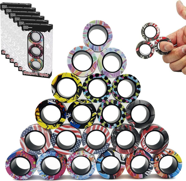24Pcs Magnetic Rings Fidget Toys Spinner Set Easter Basket Stuffers for Kids
