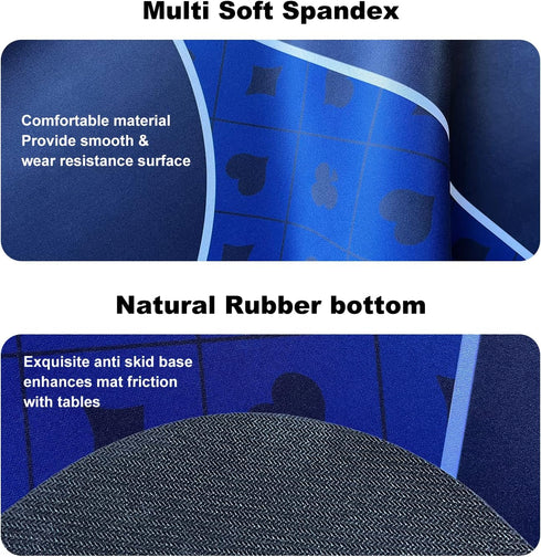 70 35 Inch 8 (70 35 Inch-Blue) x Poker Mat, Players Texas Hold'em Poker Rubber Mat Poker Topper for Tables, Folding
