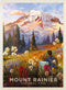 MyPuzzle Mount Rainier National Park: Moment in The Meadow, Vintage Poster - 1000 Piece Jigsaw Puzzle