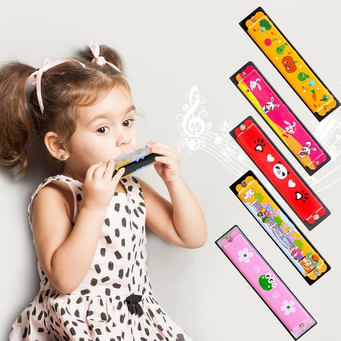 12 Pcs Cartoon Harmonica Toy, 16 Holes Musical Instrument for Boys & Girls, Beginner Party Favor Toys