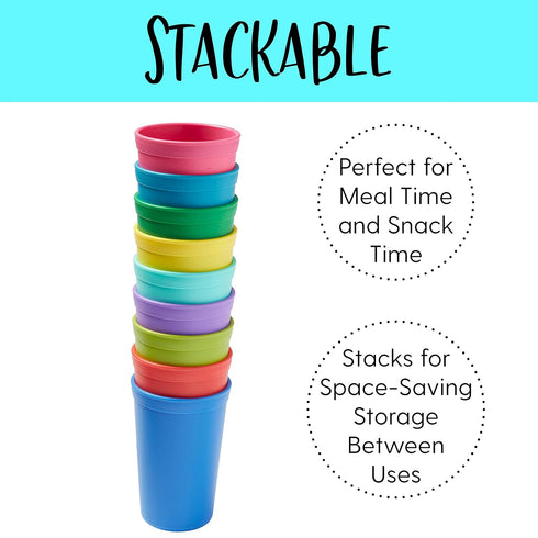 ECR4Kids My First Meal Pal Drinking Cups, Kids Plastic Tableware, Stackable Tumblers for Baby, Toddler Feeding (3-Pack,