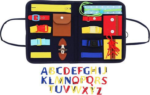 Busy Activity Board, Educational Travel Sensory Board for Planes or Cars with 15 Actions