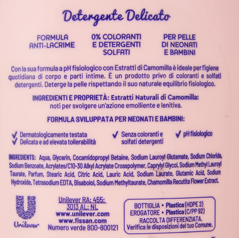 Fissan 250ml 8.45fl.oz Mild Detergent For Baby With extracts of Chamomile