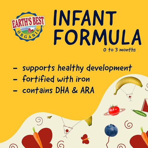 Earth's Best Organic Baby Formula for Babies 0-12 Months - Powdered Dairy Infant Formula with Iron, 21 oz
