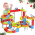 Generic 18pcs Set, Playset Magnetic Train Track Educational Building Toy with Colorful Multi-Level Railway System