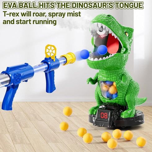 NIPLOOOW 3-5 2 3 4 5 6 7 8 Dinosaur Shooting Toys for Kids Years, Movable Target Shooting Games with Air Pump Launcher