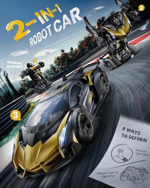 V992 1:14 2-in-1 4-6 Transform Remote Control Car, Transform Robot RC Cars, Scale, Robot Toy Car with Sound & Light
