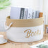 2 Pack Cotton Rope Storage Baskets, Embroidered Book Storage Bins with Handles, 15 x 11 x 9 Inches for Nursery