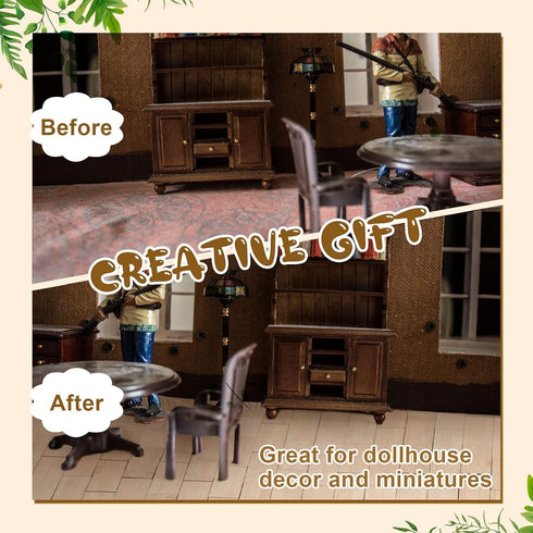 200 Pcs Miniature Dollhouse Flooring Mini Wooden Dollhouse Floor Boards, 1:12 Scale Dollhouse Accessories