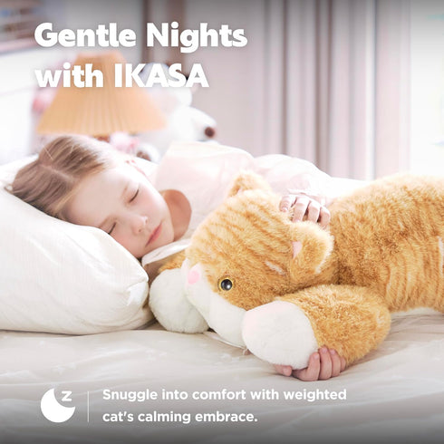 5 lbs Toys,24 inches IKASA Weighted Stuffed Animal Orange Tabby Cat Plush Toy,Giant Large Big Jumbo Soft Kitten Huge