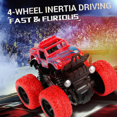 Monster Truck Toys, Friction Powered Toy Cars, Push and Go Vehicles for Kids, Best Christmas Birthday Gift 4-Pack