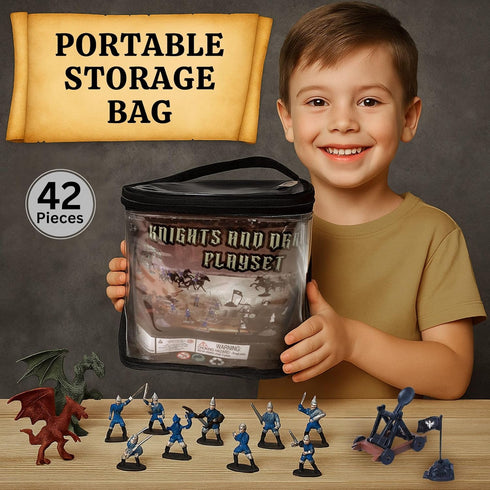 Playset 42 Liberty Imports Medieval Knights and Dragons Figures Plastic Fantasy Soldier Figurines and Accessories Toys
