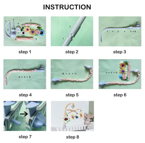12 Baby Crib Mobile with Elephants, Clouds and Stars,Baby Mobile Musical Crib Mobile Music Box with Lullabies (Elephant