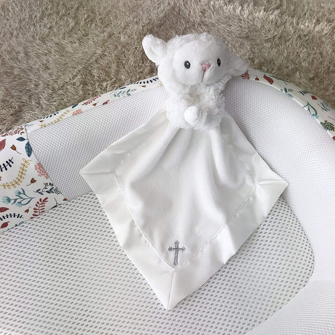 Baby Aspen Bedtime Blessings Lamb Lovie Security Blanket, Rattle, Newborn Toy, White, 1 Count (Pack of 1)