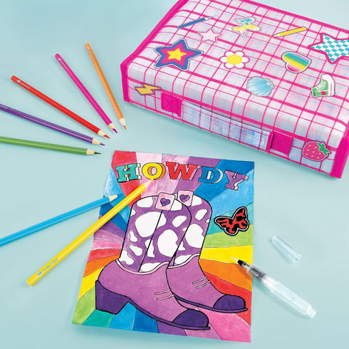 Set 50pc 6+ Make It Real: Creative Artist Suitcase Art - Zipper Binder Case, Gel Pens-Color Pencils-Acrylic