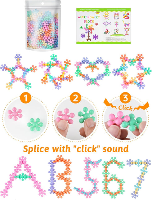 NiToy 100PCS 3+, Snowflake Interlocking Building Block Educational Toy for Kids Ages Multi-Color Solid Plastic Early