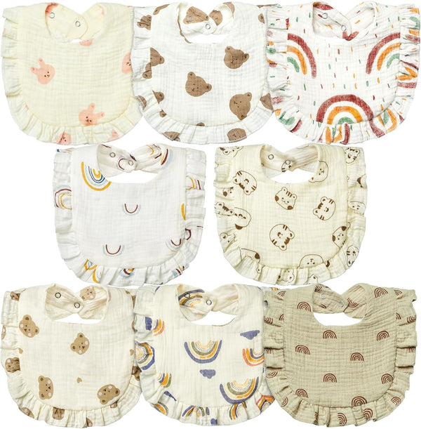 Lictin Muslin Baby Drool Bibs - 8 Pack Cotton Bandana Bibs, Unisex