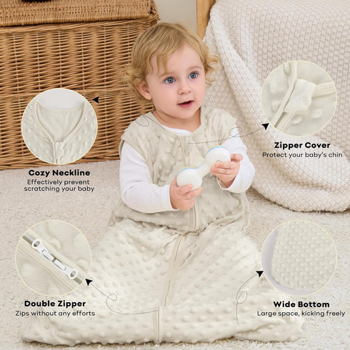 6-12 1.5 2 Pack 2-Way Fleece Baby Sleep Sack Months, TOG Cotton Baby Wearable Blanket With Soft Plush Dots, Newborn