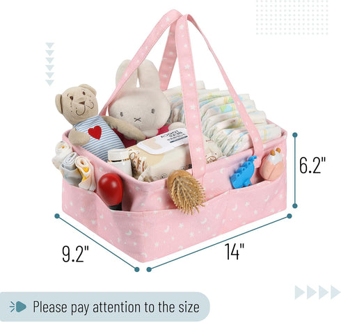 Mr. Pen- Baby Diaper Caddy Organizer, Pink with Star Pattern, Portable Car Caddy for Changing Table and Nursery