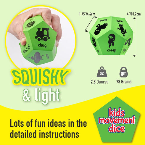 Movement Dice & Activity Dice, Gymnastics Games & Gross Motor Toys for Toddlers 3-5, Outdoor Kids Play Equipment