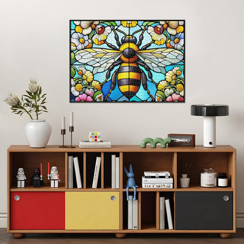 1000 1000 1000 27.5"x19.7" Sutinban Stained Glass Bee Puzzle Pieces, Piece Puzzle for Adults, Challenging Game Home