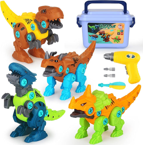 Take Apart Dinosaur Toys for Kids, Educational Construction Building Sets with Electric Drill Storage Box