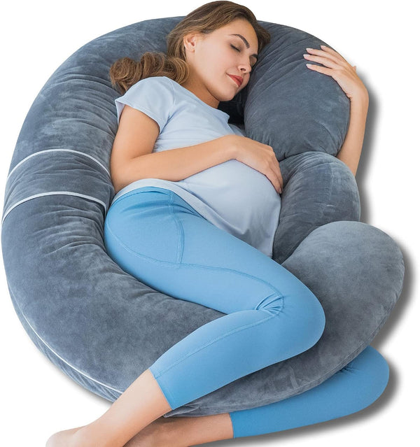 QUEEN ROSE Pregnancy Pillows - E Shaped Pregnancy Pillows for Sleeping, Detachable