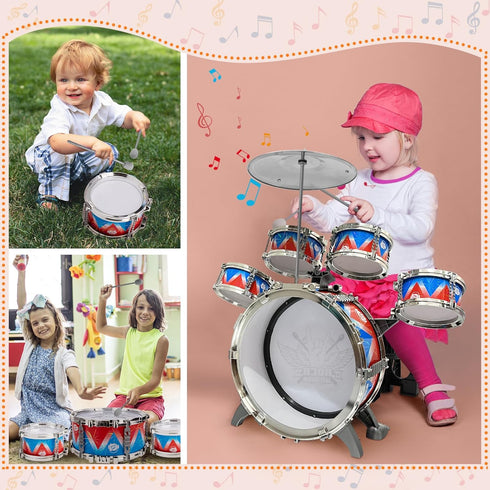 Toddlers Drum Set Kids Jazz Drum Kit for 3-5 Years Old, Early Learning Musical Toy Set, Perfect Birthday Gift