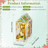 DIY Book Nook Kit, 3D Wooden Puzzle Bookshelf Insert Decor with LED Light, Miniature Dollhouse Kit for Teens and Adults