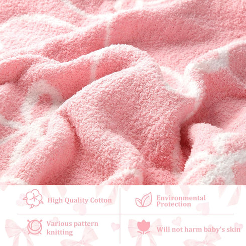 30 40 Inch SmoothNovelty Pink Bow Baby Blanket Coquette Receiving Blankets for Girls Cute Lightweight Throw for Nursery