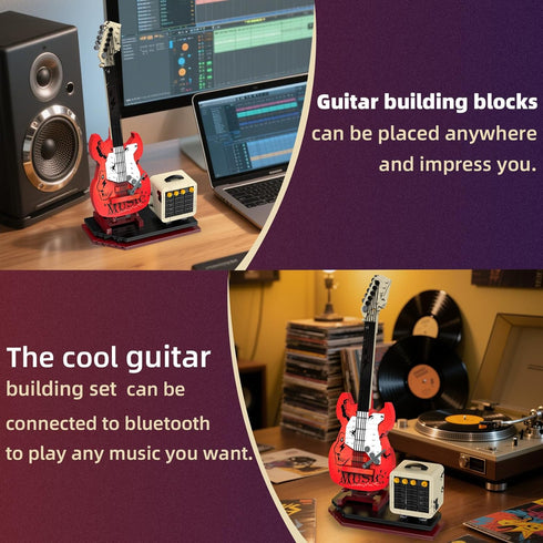 Set (500+ Electric Guitar Music Interactive Building for Music Lovers, Bluetooth Connectivity & Reverb Amplifier