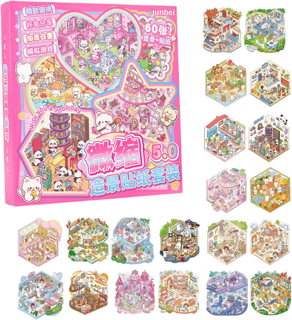 20 Sets 3D Sticker Scene Craft Kit Adult Creative Relaxation Activity,Build Decorative