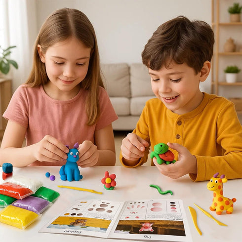 domqo 96 3+ Air Dry Clay Kit Colors for Kids, Lightweight and Non-Sticky Modeling Clay with Sculpting Tools and Storage