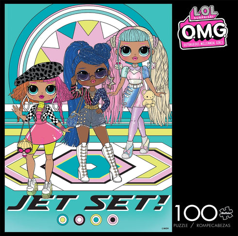Buffalo Games - OMG - Jet Set - 100 Piece Jigsaw Puzzle for Families Challenging Puzzle Perfect for Game Nights - Finished Puzzle Size is 15.00 x 11.00