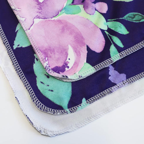 Newborn Swaddle Blanket with Beanie Set, Soft Stretchy Blanket for Baby Boys and Girls, 0-3 Months, Purple Flower