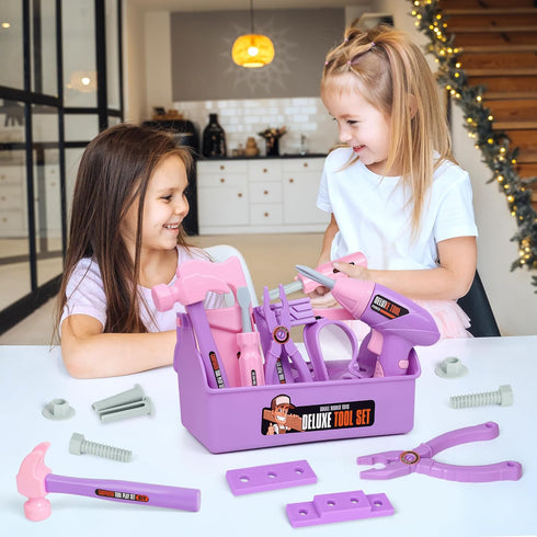 Set Kit,18 Set 3 4 5 6 7 Kids Tool - Tool Box & Electronic Toy Drill, Pretend Play Kids Construction Tool Pcs Toddler