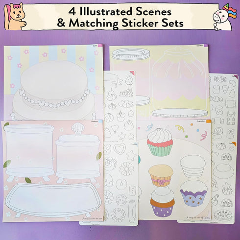 Set 4-10 8 Together Art Dessert Color Your Own Storytelling Sticker Kit Coloring Your Own Stickers DIY for Kids