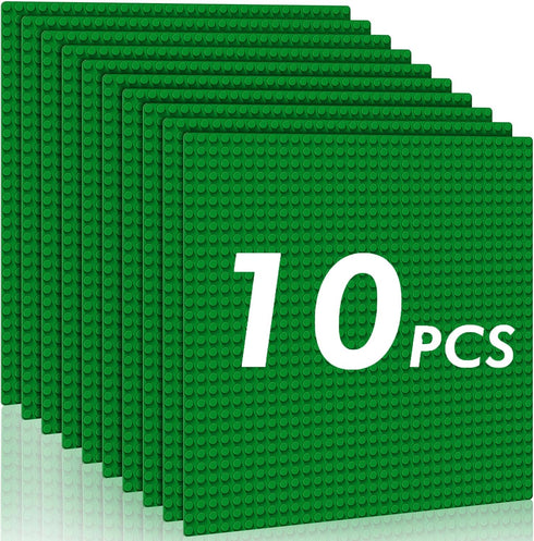 Classic Baseplates Building Plates, Pack of 10 Large 10" x 10" Bricks, Compatible with All Major Brands, Perfect STEM
